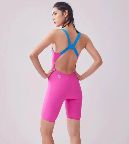 Zoke Competitive Swimsuit Fast skin Raining Professional Racing Knee-Length One-Piece Swimwear For Teens Girls