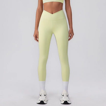 Women Yoga Leggings Hips Lifting Gym Leggings V Waist Sport Pants High Waist Fitness Leggings Workout Running Pants Tight