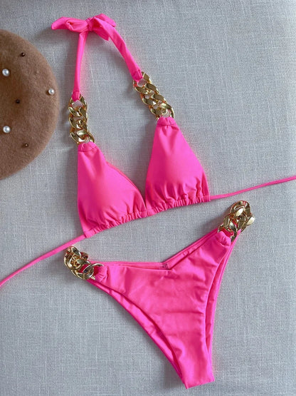 String Bikini Triangle Bathing Suit for Women Brazilian Bikini Set 2-piece Halter Swimwear Push Up Swimsuit