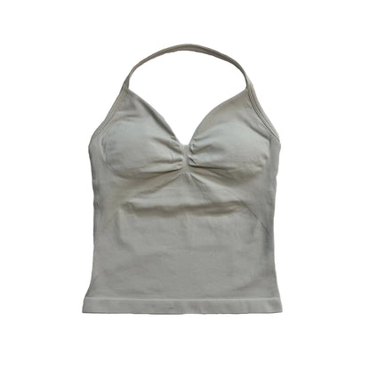 Longline Strappy Top for Women Halterneck Yoga Top Shirts Seamless Workout Gym Top Fitness Gym Clothing