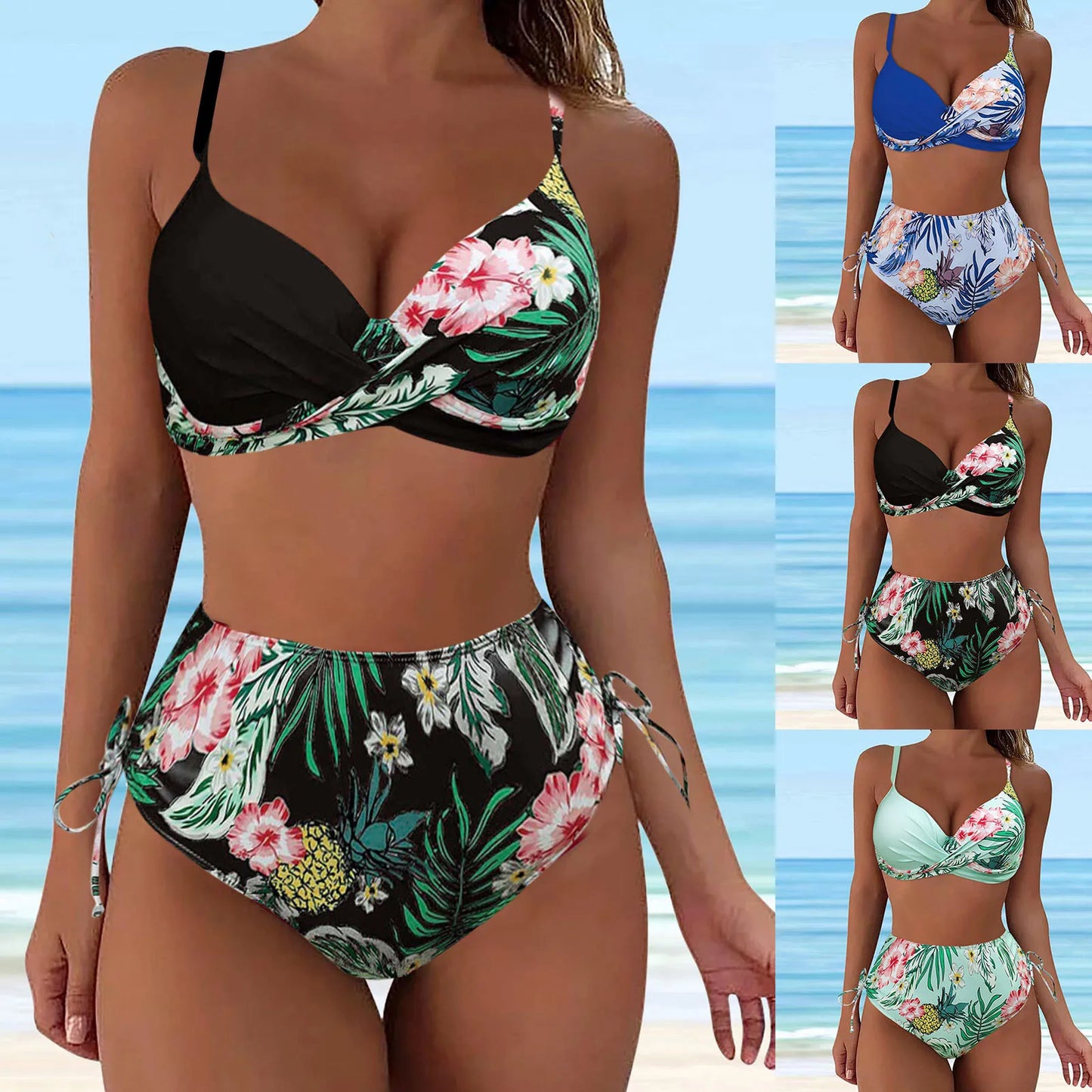 Women's High Waist Bikinis Summer Fashion Beachwear Swimsuit  Printed Biquini Brazilian Women Swim Suit