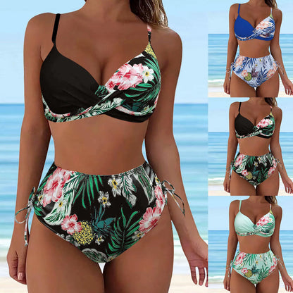 Women's High Waist Bikinis Summer Fashion Beachwear Swimsuit  Printed Biquini Brazilian Women Swim Suit