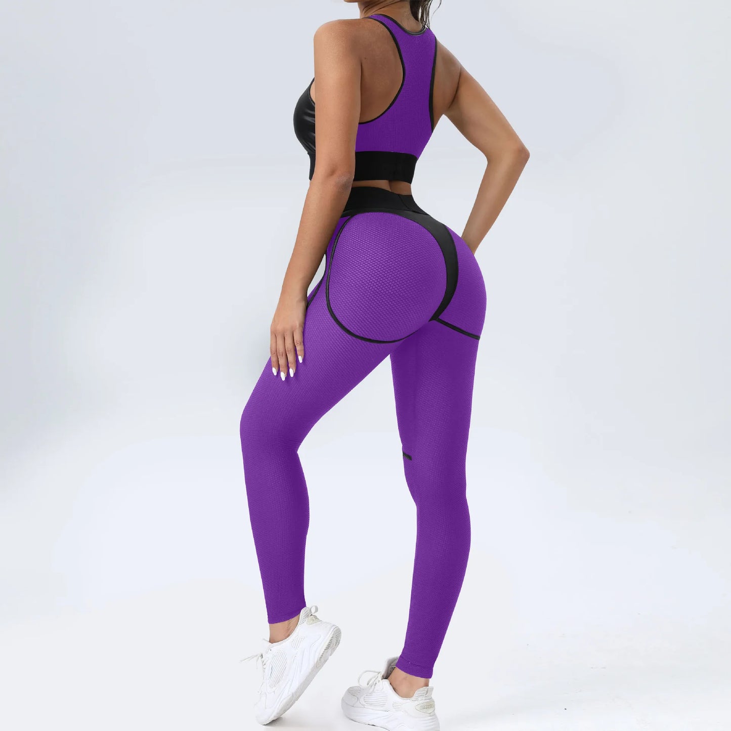 Bright Solid Colour Options Gym Set Women Mesh Suit for Fitness Sportswear 2024 Tracksuit Yoga Clothes Transparent 2 Piece Sets Women Outfit Black Pink