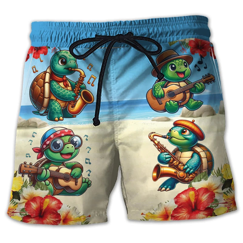 Animal Turtle 3D Printed Short Pants For Men Clothes Casual Hawaiian Sea Animal Beach Shorts Loggerheads Trunks Kids Trousers