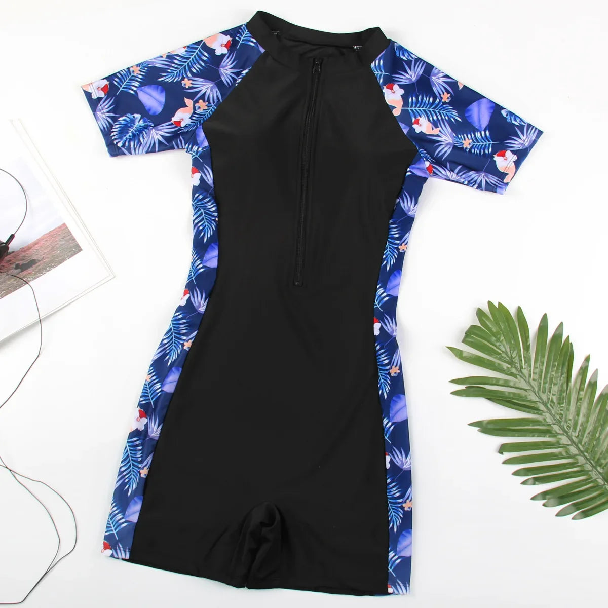 Surfsuit Short Sleeve Swimwear Women Rash Guard One-Piece Swimsuit Woman Beach Wear Surfing Swimming Bathing Suit Monokini