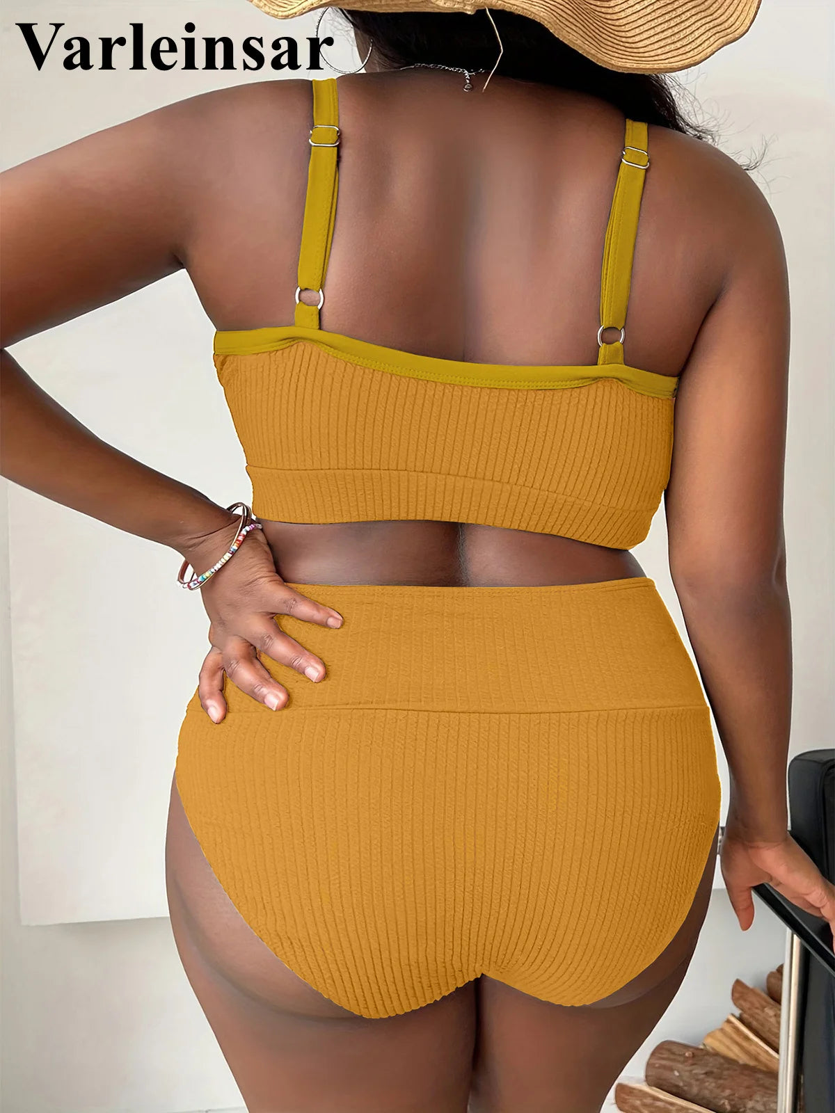 0XL - 4XL Ribbed Bikini Large Size Swimwear Plus Size Women Swimsuit Female Two-pieces Bikini set Bather Bathing Suit Swim