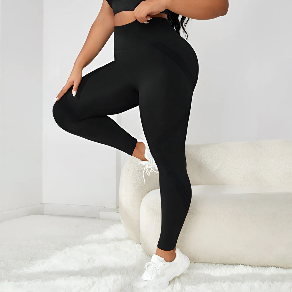 Plus Size Four-Way Stretch Hip-Covering High-Elastic Yoga Fitness Women's High-Waisted Line Seamless Pants