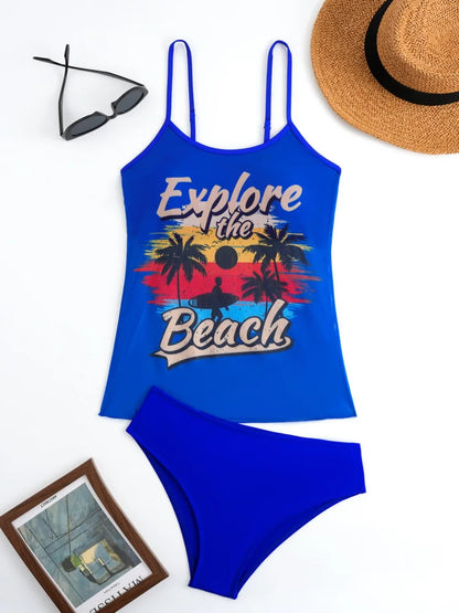 Strappy Two Pieces Women Mesh Printed Swimsuit Sheer Swimwear Female Triangle Bathing Swimming Suit Padded Beachwear