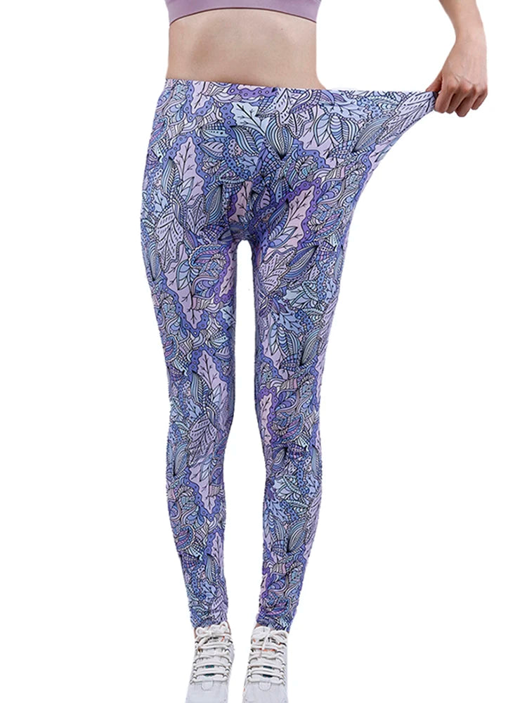 Floral Fashion Women Leggings Beautiful Leaf Floral Printing High Waist Jeggings Stretch Pant