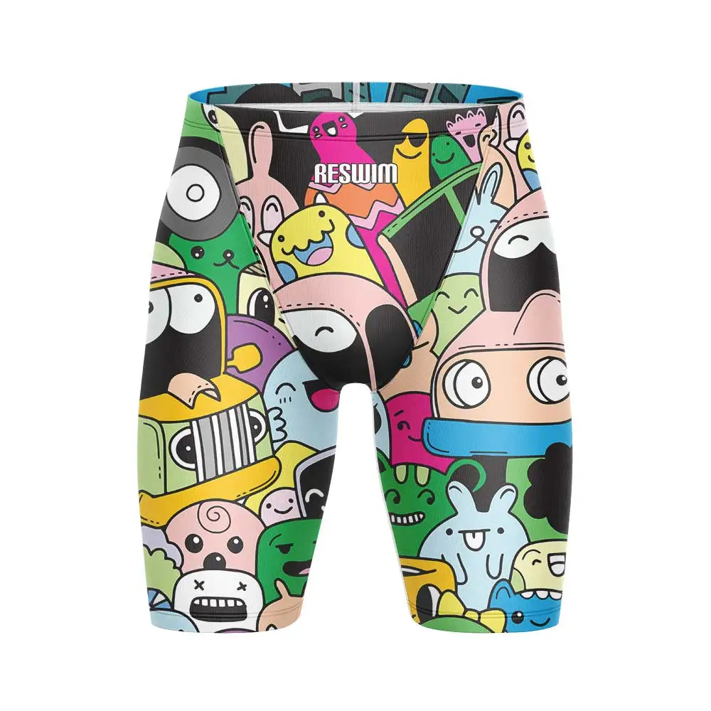 Summer Men's Swim Jammer Athletic Training Swimsuit Swimming Trunks Beach Pool Tights Shorts Quick Dry Running Surfing Pants