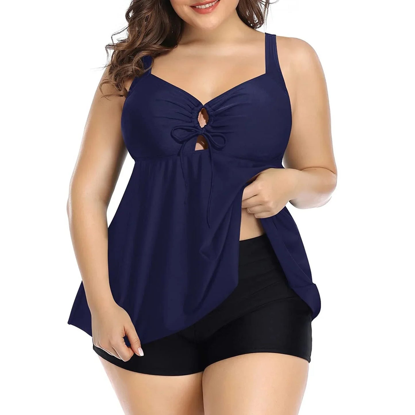 Women's Two-Piece Swimsuit Tankini Set Moderate Coverage Abdomen Control Separate Top And Shorts plus Size Swimming Costume