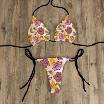 Summer Women Biquini Two Piece Suits Bikini Swimsuit Swimwear Lace Up Bikinis Set Backless Bathing Suit For Female
