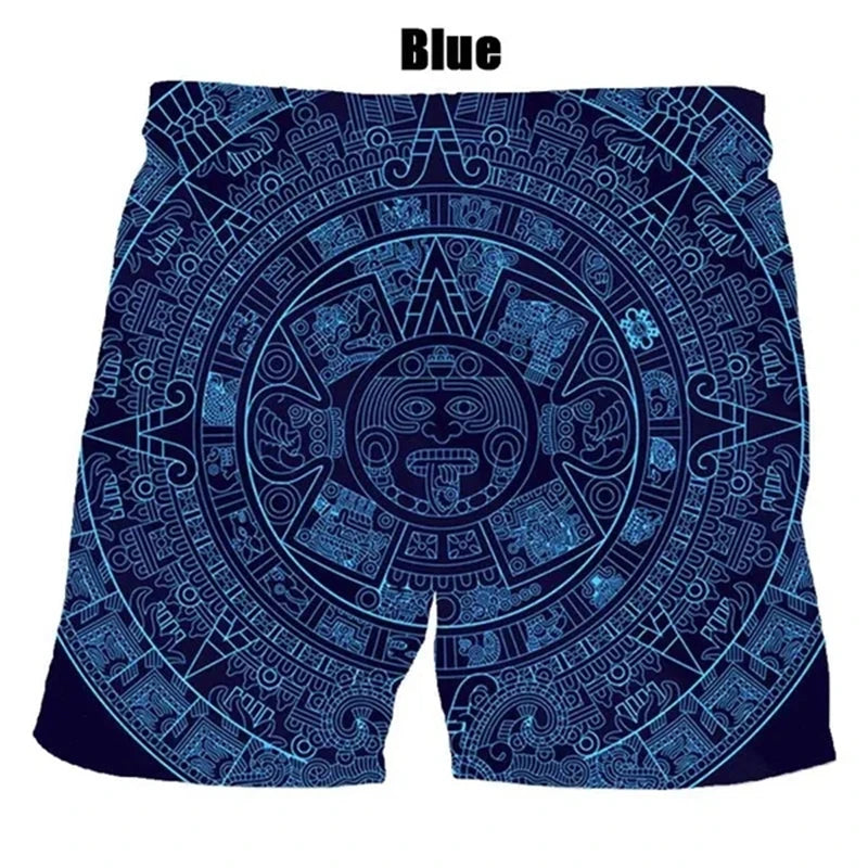 Men's & Boys' Aztec Calendar Print Board Shorts