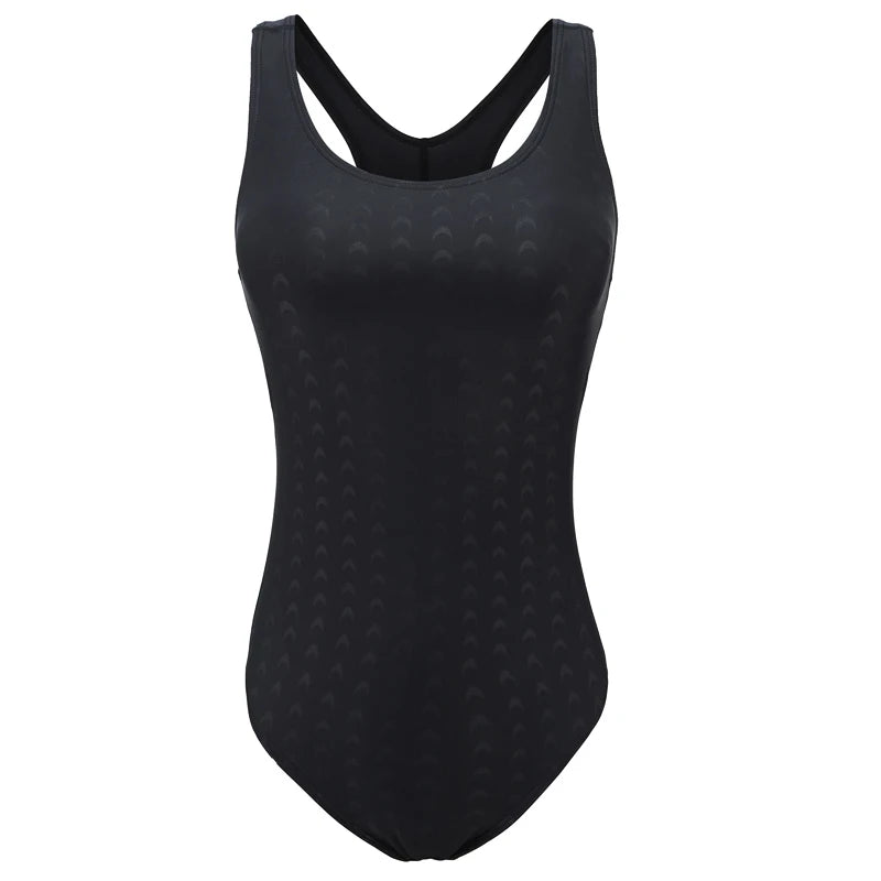 Sports One Piece Swimsuit Solid Swimwear Women Racerback Bodysuit Scoop Neck Bathing Suit Women Beachwear