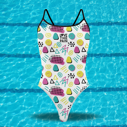 One Piece Thin Shoulder Straps Swimsuit for Women Fitness Race Swimwear Monokini Bathing Suit Comfortable Beachwear