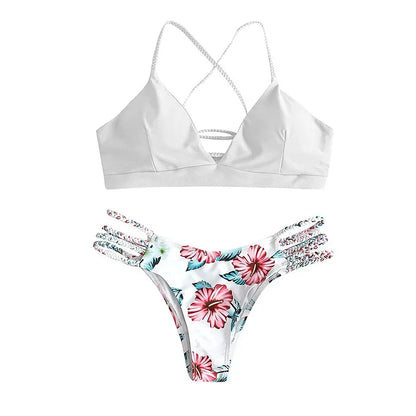 Women's Swimming Suit Bikini Front Tie Push Up Padded Swimwear Cut Out Solid Pink Bathing Suit Swimsuit Beachwear