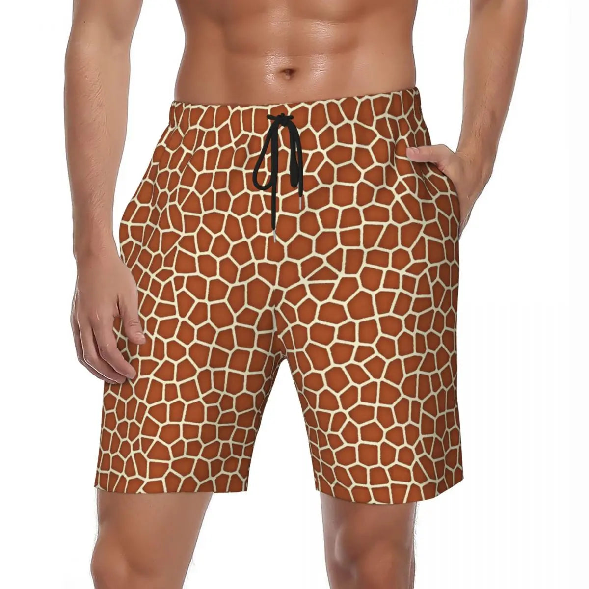 Rainbow Giraffe Board Shorts Summer Animal Print Board Short Pants Men Printed Running Surf Breathable Swim Trunks