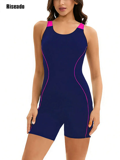 One Piece Swimsuit Racer Back Swimwear Boyleg Competitive Bathing Suit Women's Bodice Body Cover