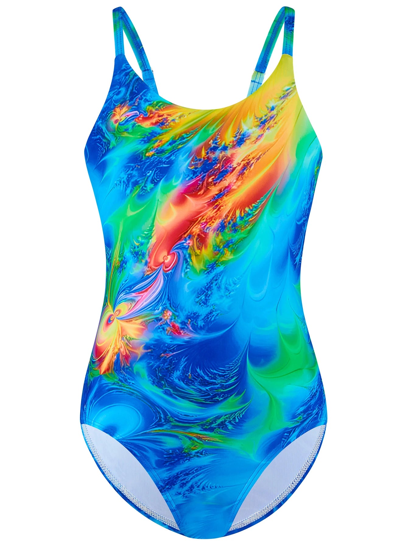 One-Piece Swimwear Kids Girl Allover Colorful Print Swimsuit Bikini Cut Bottom Sleeveless Beach Pool Toddler