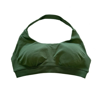 Halter Sports Bra for Women Neck Strap Bra Seamless Open Back Top Medium Support Gym Crop Top Stretchy Sportswear
