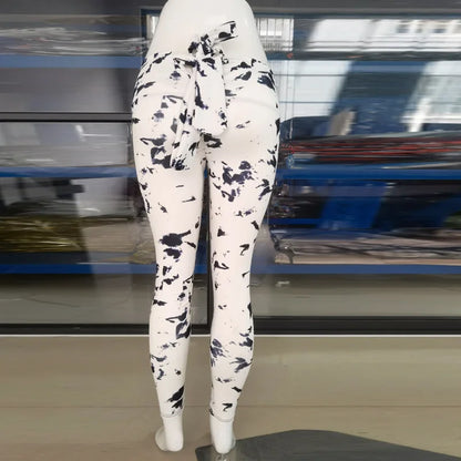 High Waist Bowknot Leggings Butterfly Print Yoga Pants Bandage Tights for Women Push Up Exercise Fitness Workout Legging