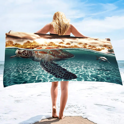 Adults Oversized Beach Towels Sand Free Sea Turtle Beach Towels Quick Dry Large Bath Towels Microfiber Lightweight Travel Towel