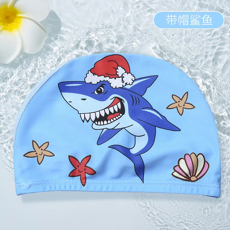 PU Coating Cartoon Children Swimming Hat for 1-7 Year Old Boys Girls Elastic Swimming Cap Shower Beach Pool Accessories