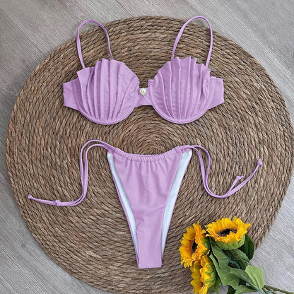 Shell Micro Bikini  Women Swimsuit Female Swimwear Thong Bikinis Set Brazilian Beach Wear Bathing Suit Biquini