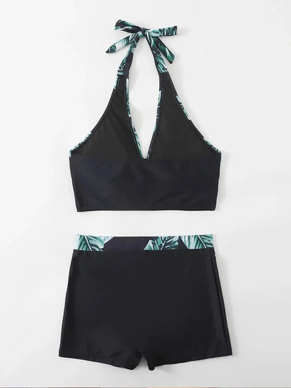 Push Up Bikinis Set Swimwear Women Leaf Print Swimsuit Summer Beach Wear Tankini Bathing Suit