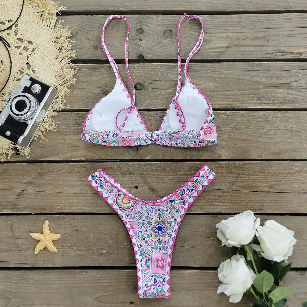 Brazilian Bikini Set Women Print Biquini Female Cut Bikinis Swimwear Push Up Swimsuit Bath Suit