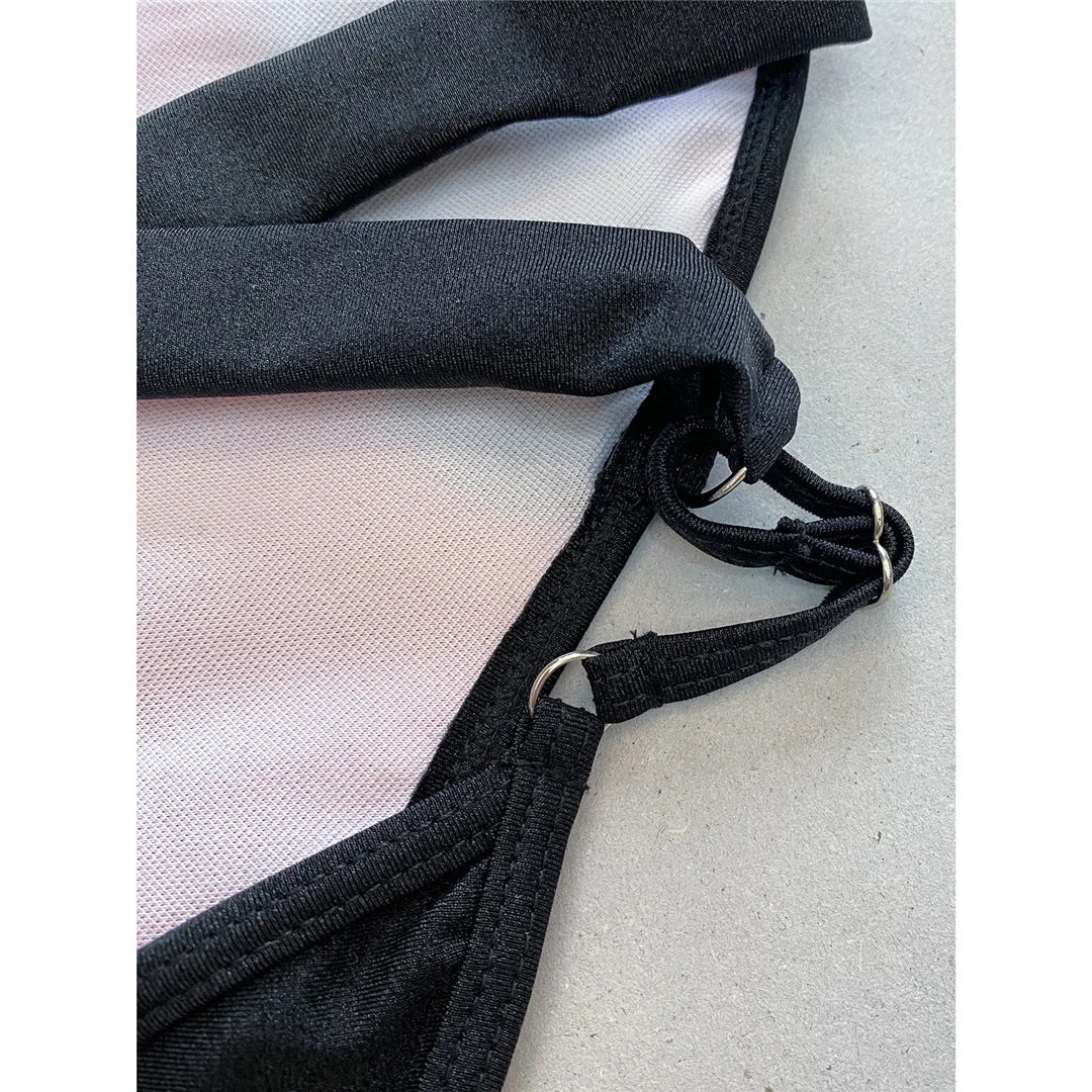 Splicing V Neck Cross Back Women Swimwear One Piece Swimsuit Female High Leg Cut Monokini Bather Bathing Suit Swim