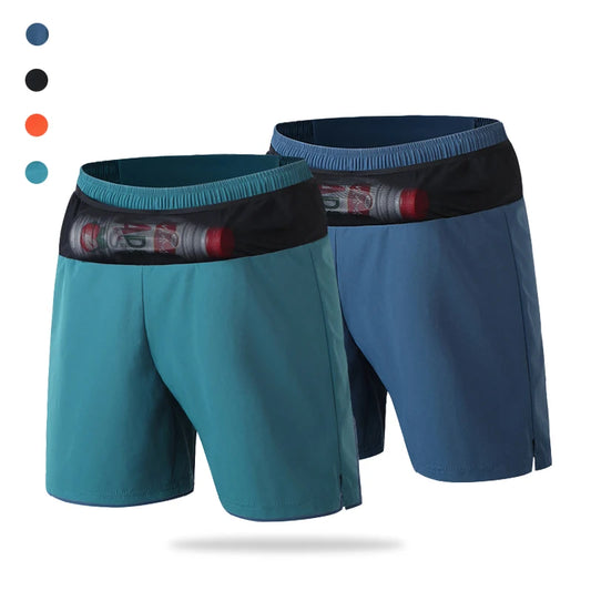 (S-5XL)Quick Dry Single Layer Marathon Trail Running Shorts with Mesh Net Waist Pouch for Fitness Workout Sport Shorts Men Teens