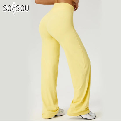 High Waist Straight-Leg Pants Ultra Soft Butter Fabric Women's High Elastic Yoga Pants Running Sport Trousers 8 Colors