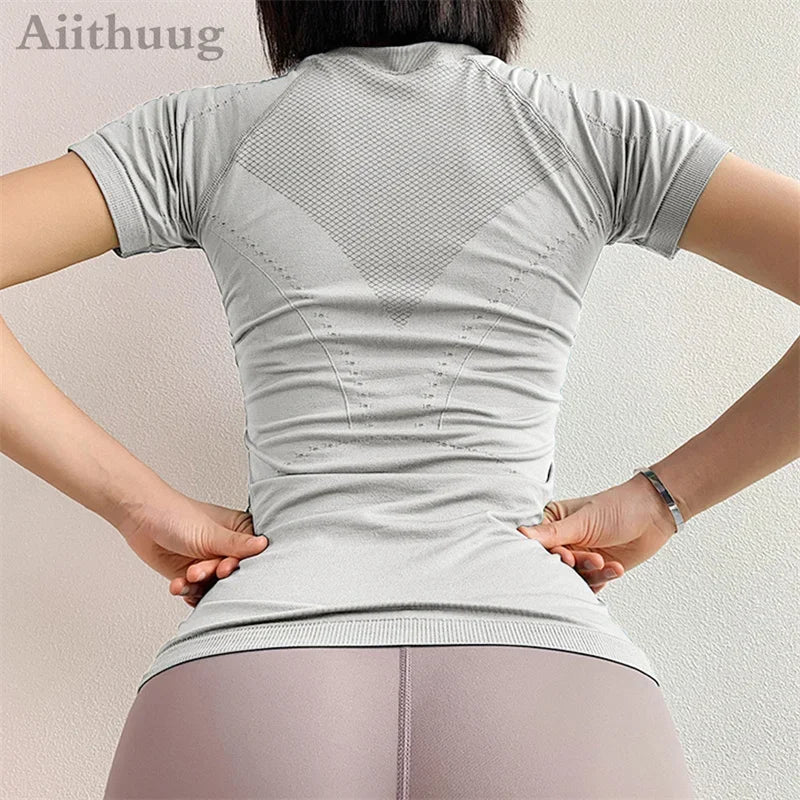 Women Moisture Wicking Shirt Dry Fit Yoga Shirts Short Sleeve Running Shirts Mesh Top Breathable Tank Tops Activewear