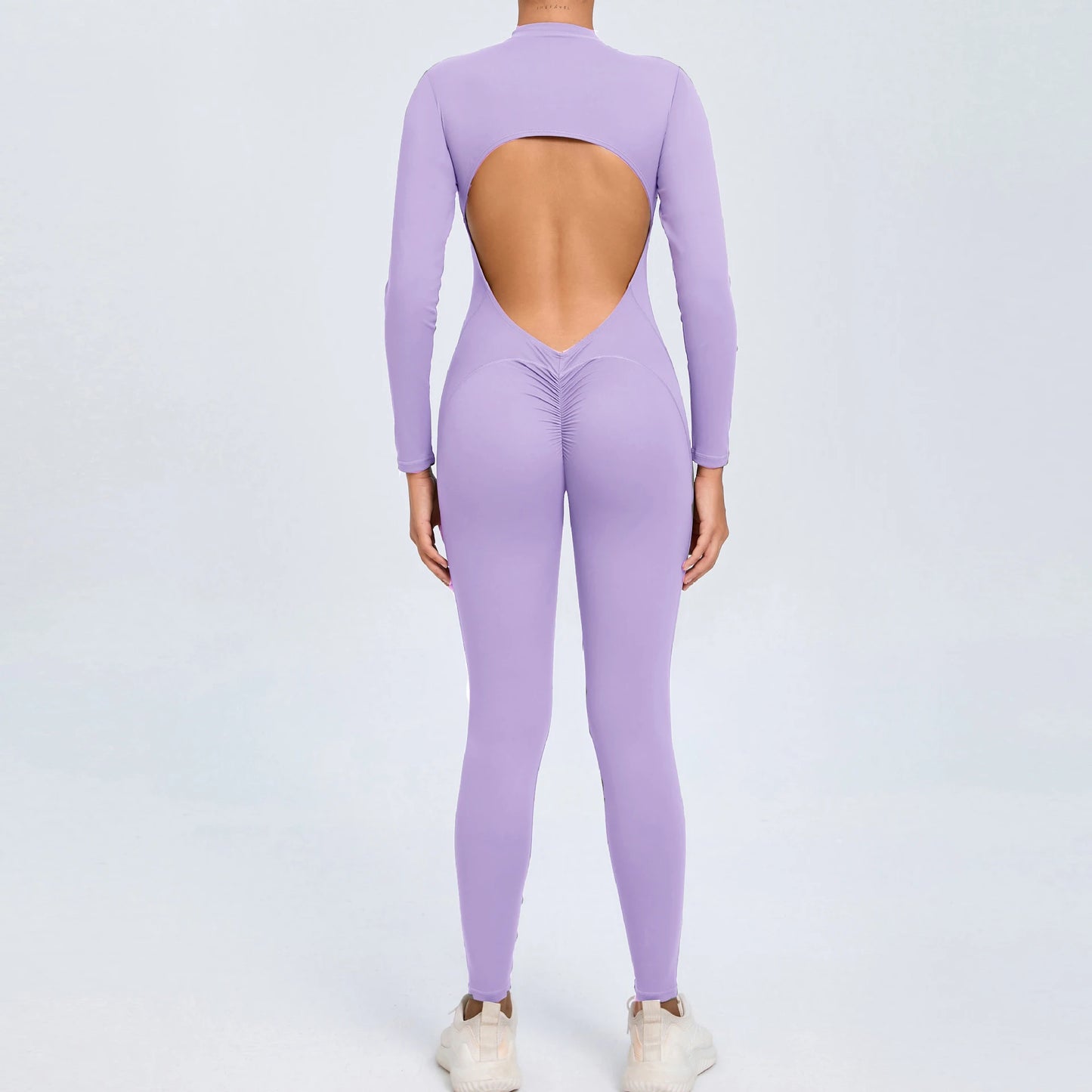 Women Long Sleeve Zipper Jumpsuit One-Piece Zipper Yoga Set Gym Push Up Workout Clothes Fitness Bodysuit Sportswear