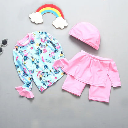 Swimsuit Girl UPF50 UV Protection Children‘s Swimwear Long Sleeve Cute Bathing Suit Kids Beach Rash Guard Swimming Surfing Suit