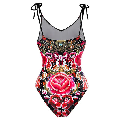 Printed Swimsuit Women One Piece Straped Swimwear Bathers Bathing Swim Suit Beachwear Swimming Summer Bodysuit