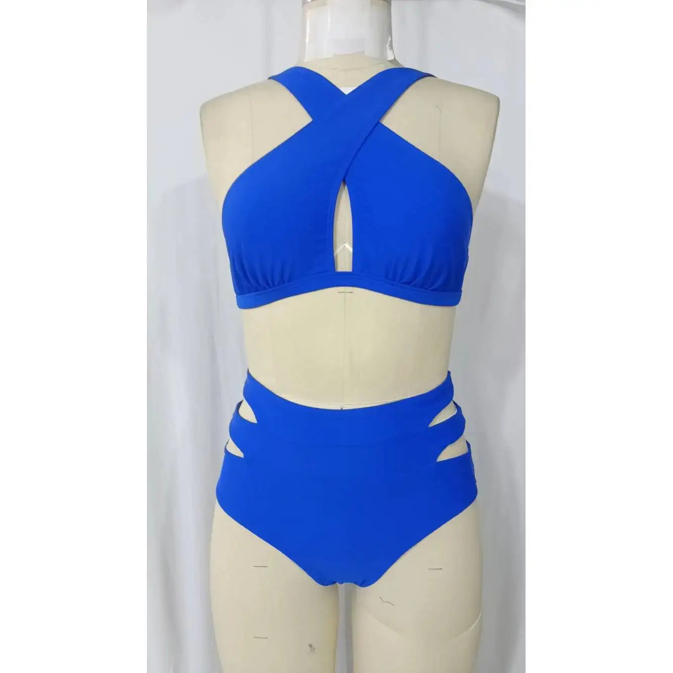 Solid Color Halter Neck Vacation Matching Bikini Set And Swim Trunks Two-Piece Bikini Set, Summer Beach
