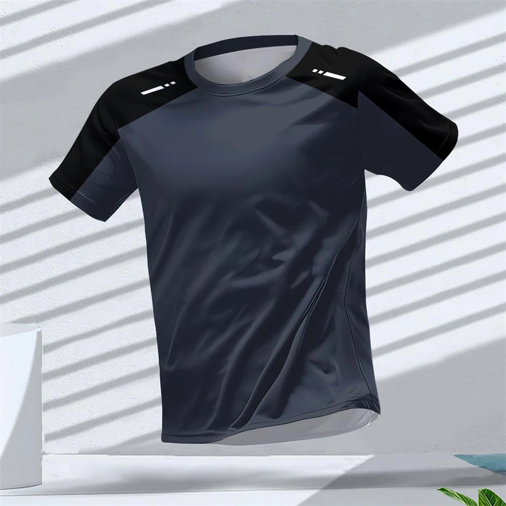 Gym Summer Quick Dry Breathable Men's T Shirt Outdoor Run Fitness Sports Short Sleeve Casual O-Neck Men Gym Sportswear T-Shirt