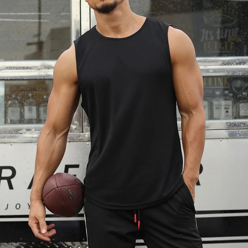 Men's Quick-Drying Sport T-shirt for Fitness and Marathon Workout Sleeveless Basketball Vest Loose Running Tank Top