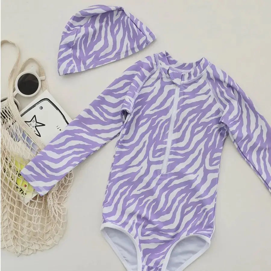 Toddler Girls Swimwear Summer Baby Rash Guard Long Sleeve Swimsuit Boys Bathing One-Piece Kids Clothes