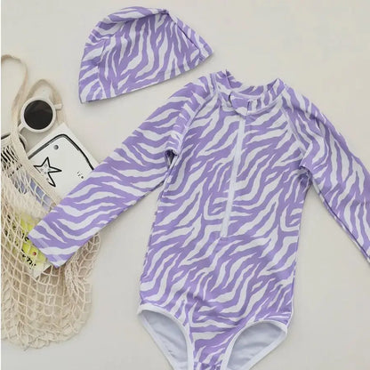 Toddler Girls Swimwear Summer Baby Rash Guard Long Sleeve Swimsuit Boys Bathing One-Piece Kids Clothes