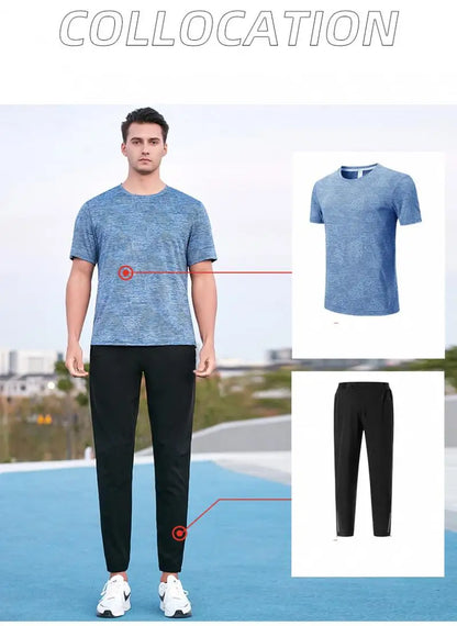(M-5XL)Men Loose Fit Quick Dry Sport T-Shirt Running Football Basketball Gym Short Sleeve Tee Shirt Breathable Fitness Tops