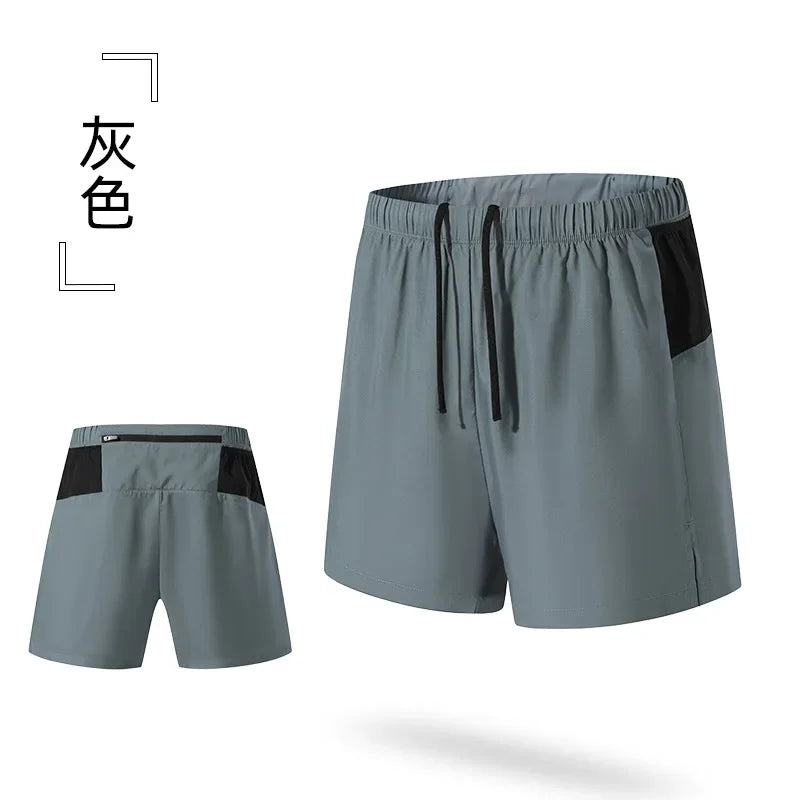 Running Shorts Men Double Deck Sports Shorts with Pockets Fitness Gym Wear Men's Workout Basketball Training Jogging Short Pants