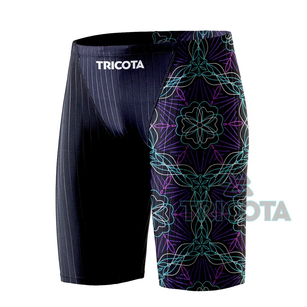 Men Swim Jammer Swimwear Shark Skin Lycra Fiber High Level Male Swimming Quick-Dry Swimwear Trunk Training Race Pants Surfing