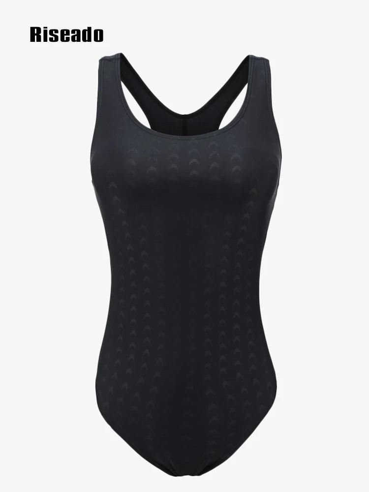 Sports One Piece Swimsuit Solid Swimwear Women Racerback Bodysuit Scoop Neck Bathing Suit Women Beachwear