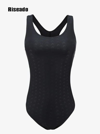 Sports One Piece Swimsuit Solid Swimwear Women Racerback Bodysuit Scoop Neck Bathing Suit Women Beachwear