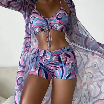 Color Print Swimsuits Bikini Sets Female Swimwear Sports Beach Wear Two-Piece Bathing Suit Girls Pool Women Swimming Suit