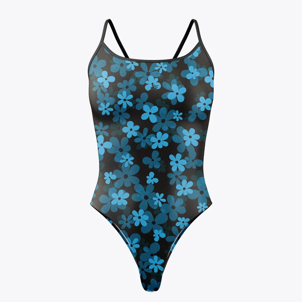 One-piece Swimsuit Print Bathing Suits Competition Swimwear Floral Female Open water Swimming Practice Beachwear