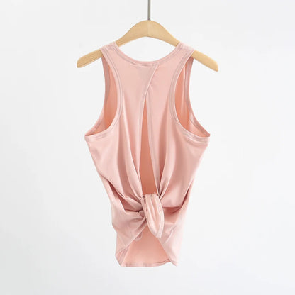 Women Summer  Open-Back Yoga Vest for  Loose-Fit and Moisture-Wicking Sleeveless   Running Fitness Shirt